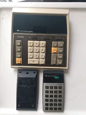 Vtg CALCULATOR 3-lot:  Texas Instruments Desktop 5100 + TI-1000 & 1025 **LEDs** • $20