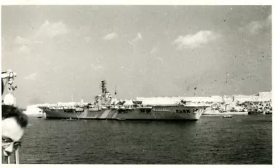 HMS Ocean With Fireflys Valletta Harbour Malta C1950 - Original Sepia Photo • £1.50