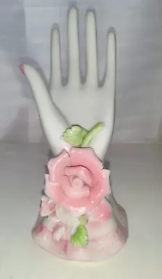 K's Collection Ceramic Hand Shaped Figurine With Rose 6  Tall • $12