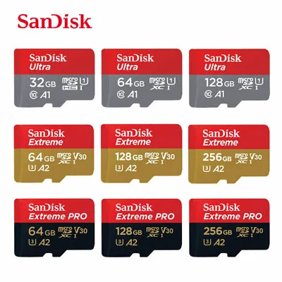 £8.85 • Buy Sandisk Micro-SD SDXC Memory Card Ultra, Extreme, Extreme Pro, 64GB 128GB 256GB