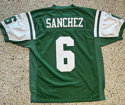 NEW YORK JETS Mark Sanchez Reebok On Field Sewn NFL Jersey Adult Size 50/LARGE • $11.99