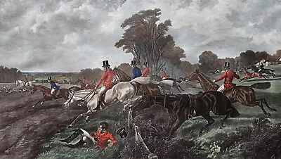 Large Hand Colored Steel Engraving J.F. Herring  Full Cry  Fox Hunting Scene • £166.28