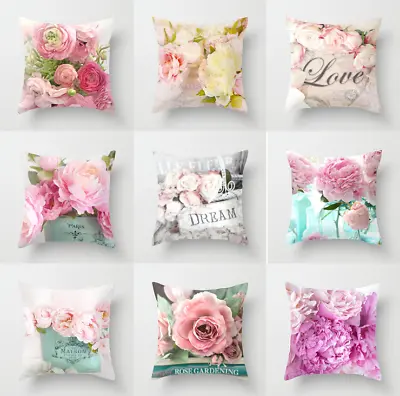 £3.29 • Buy Peony Flower Polyester Cushion Cover Pillow Case Home Sofa Decor 45x45 Uk
