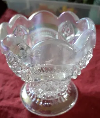 Vintage Rare L.E. Smith Opalescent/White Carnival Glass Egg Cup • $24.99