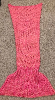 Hand Crocheted Mermaid Tail Blanket Wrap Soft Warm Fluffy Sleeping Child (AH) • £19.27