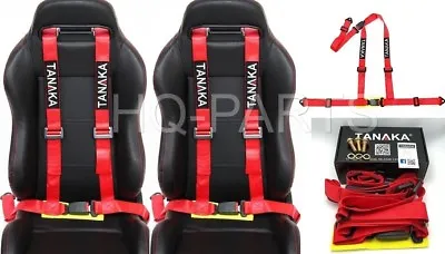 2 X Tanaka Buggy Series Universal Red 3 Point Buckle Racing Seat Belt Harness • $87.99