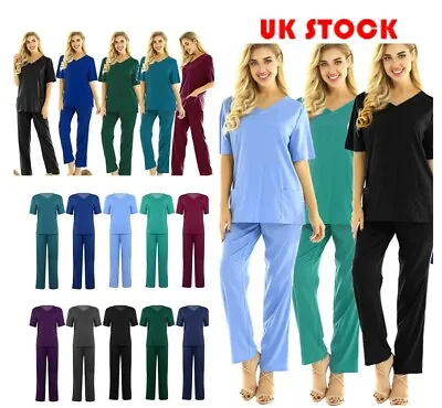 £5.25 • Buy Women Men Hospital Scrubs Suit Uniform Doctor Dentist Nursing Pants Top Workwear
