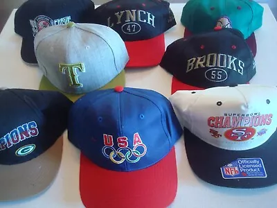 LOT YANKEES 49ERS OLYMPIC GAMES BUNDLE 90s Snapback DEADSTOCK HAT CAP VINTAGE • $59.50