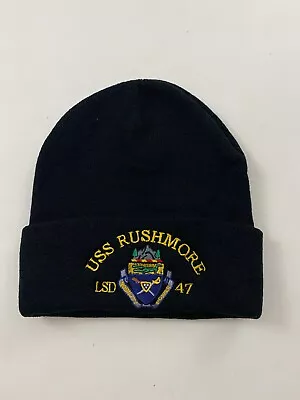 New USS Rushmore LSD 47 Logo Knit Cuffed The Corps United States Black Beanie • $24.99