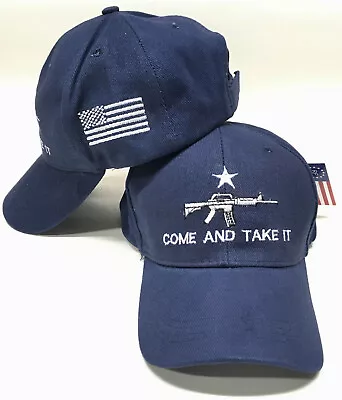 Come And Take It Molon Labe Machine Gun Nra 2nd Amendment Blue Hat Cap • $12.88