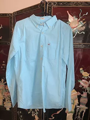 Hollister Men’s Size Medium Button Up Shirt Long Sleeve Sky Blue Casual • $22.50