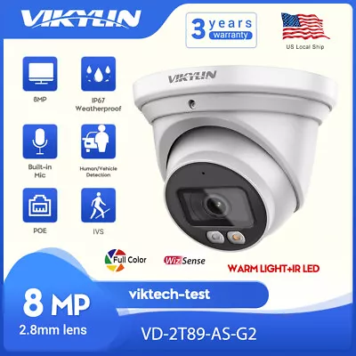 Vikylin 8MP Smart Dual Light Full Color+IR Wizsense IP Camera Mic VD-2T89-AS-G2 • $99.75