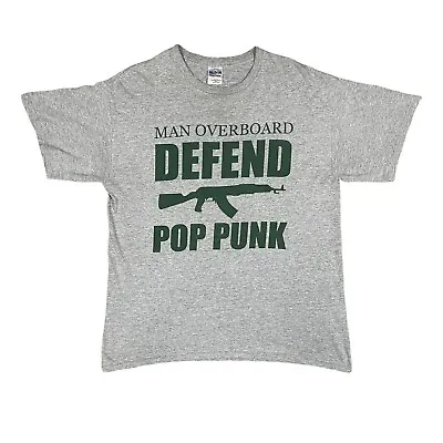 MAN OVERBOARD Defend Pop Punk Vintage Band T Shirt Mens Grey Large  • $31.66