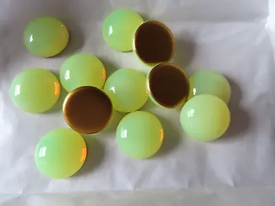 Full Pack 12 Czech. Glass Round Cabochones 18mm Yellow Opal/foiled. • $9.50