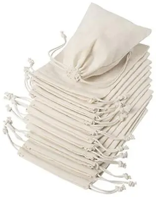 100 Percent Cotton Muslin Awstring Bags 12pack For Storage Pantry Gifts 5 X 7 I • $15.31
