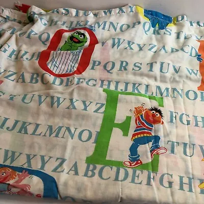 Sesame Street ABC Alphabet Twin Sheet Set Muppets Vintage Flat Big Bird Earnie • £16.37