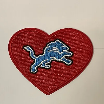 Detroit Lions Vintage Iron -on Embroidered  Patch  3” X 2.5” NFL Heart Shaped • $4.69