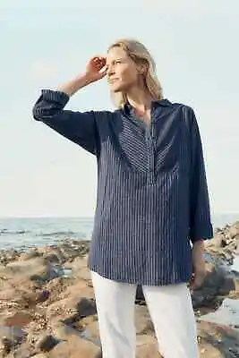 Seasalt Women's Shirt - Navy Packet Boat Longline Shirt - Regular - Jibe Maritim • £37.77