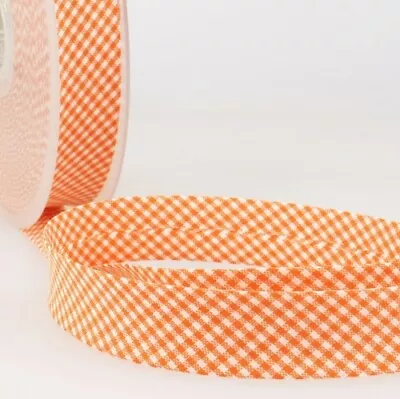 £0.99 • Buy Stephanoise 20mm Gingham Bias Binding Tape Orange - Per Metre