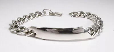 Vintage Speidel USA Sterling Silver Curb Link Blank ID Emergency Bracelet 8-1/2  • $54.95