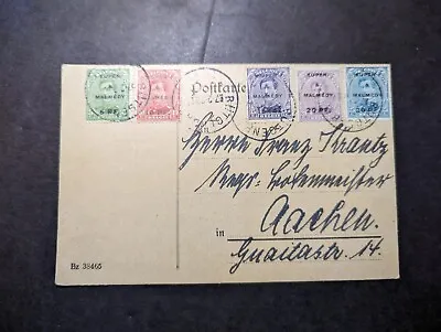 1920 Belgium Eupen Malmedy Overprint Postcard Cover To Aachen Germany • $225