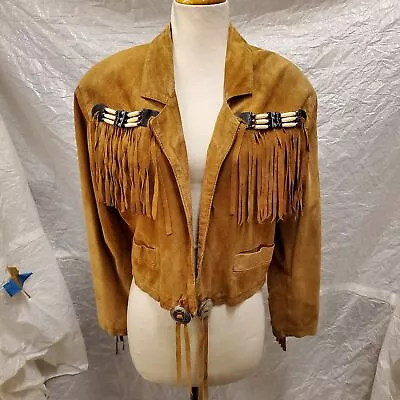 Vintage La Nauuelle Renaissance Women's Brown Jacket With Fringe Size M • $79.99