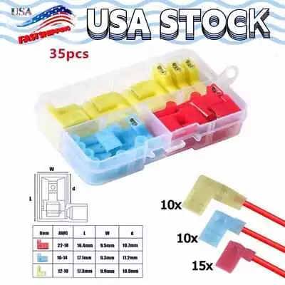 35PCS Insulated 90 Degree Right Angle Connectors Nylon Female Flag Terminal • $8.54