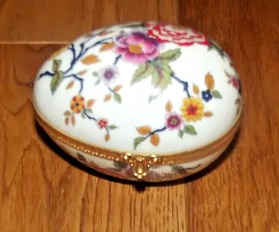 Beautiful Limoges France Dubarry Floral Egg Trinket Pot Gilt Metal Trim Perfect • £14.99