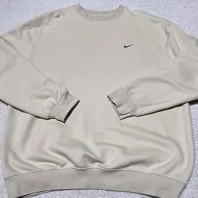 Vintage NIKE Crewneck Sweatshirt Swoosh Tan Khaki Earth Tone Beige Cream CL • $24