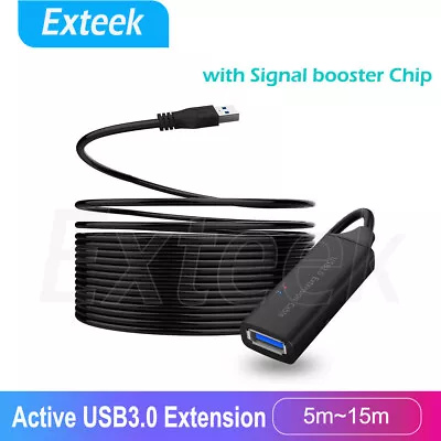 Active USB 3.0 Extension Extender Cable Male To Female Signal Booster 5m/10m/15m • $29.95