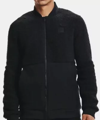 UNDER ARMOUR Sherpa Bomber Jacket Black Ultra-soft Comfort Mens Ski 1366717 001 • $29.99