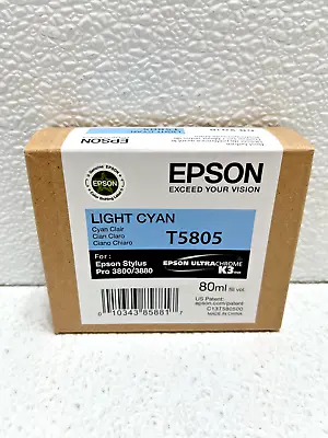 Epson Light Cyan Ink 3800 3880 Genuine T5805 * SHIPS OVERBOXED * Date: 2015 • $51.95