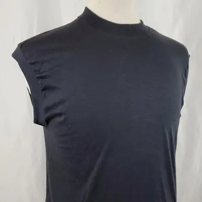 Vintage Screen Stars Sleeveless T-Shirt Large Black 50/50 Deadstock USA 80s • $19.99