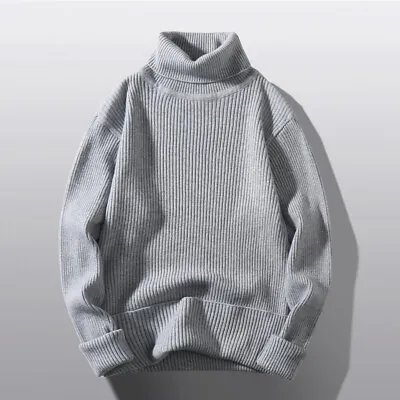 Mens Winter Warm Turtleneck Pullover Jumper Roll Neck Knitted Sweater Tops 3XL • $20.57