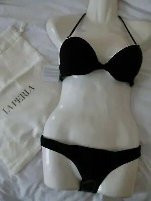 La Perla BLACK Reversible Bikini Set Swimwear IT Size 42 / UK 10; Bra Size 34B • £100