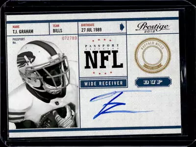 T.J. Graham 2012 Panini Prestige #34 Passport Rookie Auto • $3.49