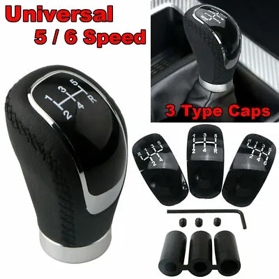 Black 5/6 Speed 3 Cap Car Gear Shift Knob Lever Shifter Stick Manual Replacement • $25.99