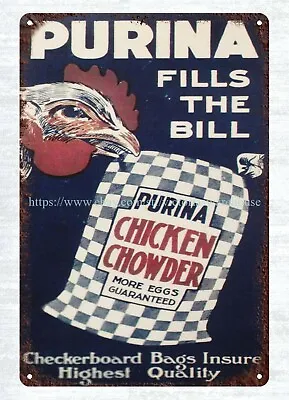 1927 Purina Poultry Feed Chicken Feed Metal Tin Sign Metal Plaques Online • $18.96