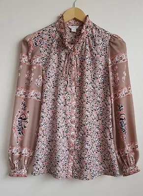 Monsoon Floral Vintage Inspired Blouse Frill Tie Neck Size 8 Worn Twice • $18.65