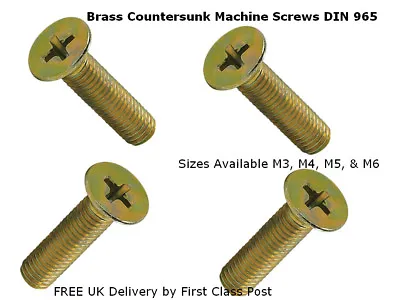 £3.99 • Buy M3,M4,M5,M6 Solid Brass Cross Countersunk Head Machine Screw Flat Phillips 965 