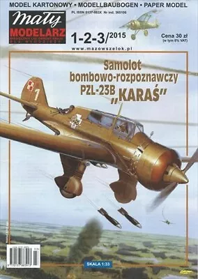 Card Paper Model Kit Maly Modelarz PZL-23B Karas Free 3X1mm Cardboard Sheets • £14.80