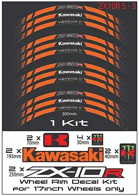 KAWASAKI ZX10R Motorcycle Wheel Rim Stickers Decals Stripes Kit • £11.99