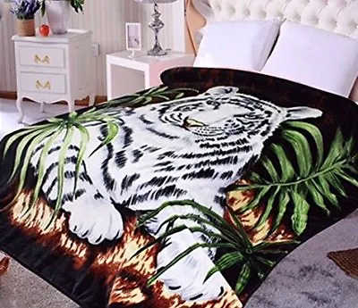 Hiyoko White Tiger Animal Mink Blanket Throw Bedspread Comforter Coverlet 90x75 • $44.95