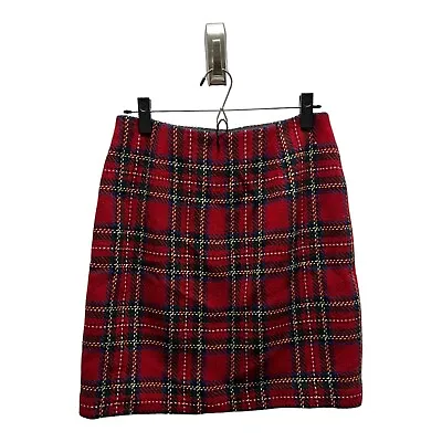 Eddie Bauer Skirt Womens Size 6 Vtg Red Scottish Tartan Plaid Wool Blend Lined • $17.42