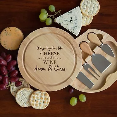 Personalised We Go Together Like Cheese & Wine Board And Knives Set Wedding • £19.99