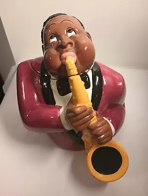 🎷Clay Art Jazz Player Cookie Jar Hand Painted Vintage 1995 READ🎷 • $44.99