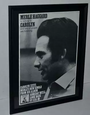 Merle Haggard 1971 Carolyn /  Someday We Ll Ook Back Framed Promo Poster / Ad • $34.99