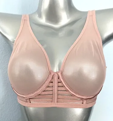 Victorias Secret Demure Pink Sheer Unlined Plunge Mesh Strappy Banded Bra 38D • $29.99