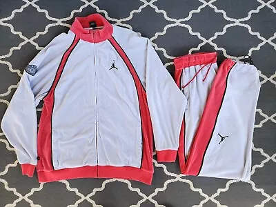 Vintage Air Jordan Track Suit Mens XXL Velvet Warm Up Red Gray Jacket Pants Y2K • $249.99