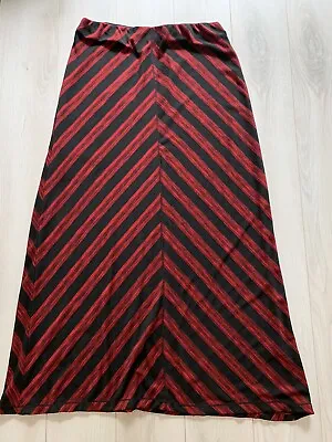 Max Edition Black Red Striped A-Line Knit Maxi Skirt Sz L • $16.11